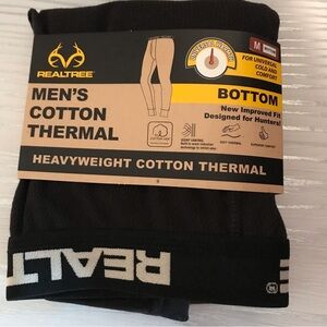 Realtree Men's Black Heavyweight Cotton Thermal Bottom